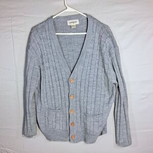Men's Vintage XL Stretchy Campus Gray Cable Knit ButtonDown Cardigan Sweater